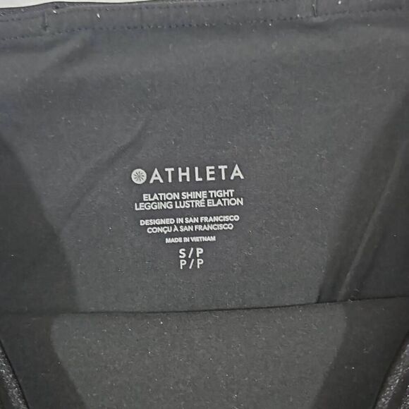 Athleta Elation Shine Tight Size Small Petite SP Black Workout Gym Yoga #985227 - Picture 2 of 7
